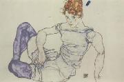 Egon Schiele Seated Woman in Violet Stockings (mk12) oil painting picture wholesale